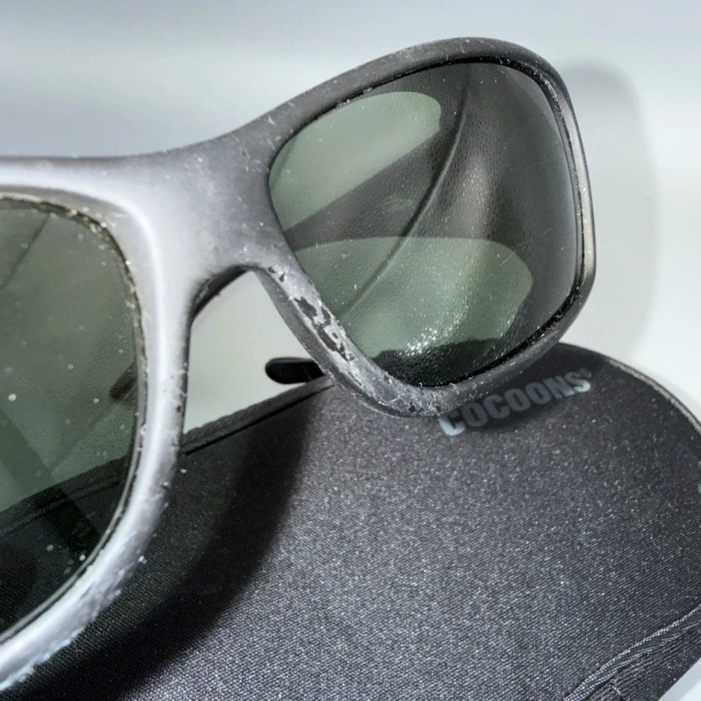 Cocoons Authentic WideLine C422L Pilot Black Polarized Green Lens Glasses & Case